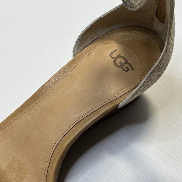 UGG Cream and Tan Wedge Sandals - Picture 11 of 14